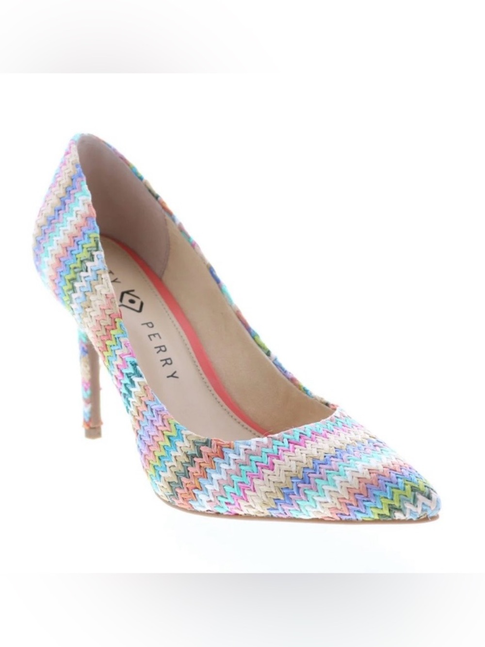 Katy Perry Sissy Denim Multi-Color Chevron heels.